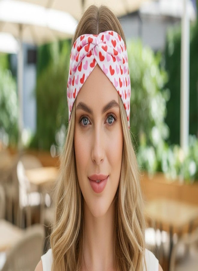 Lonext 6 Piece Valentine's Day Headbands, Black Red Pink Wide Turban Head Wraps, Stretchy Non Slip Hair Bands with Love Lip Heart XOXO Pattern for Women - Image 4